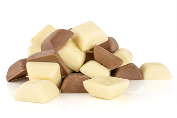 Lot of whole fresh chocolate piece heap isolated on white background