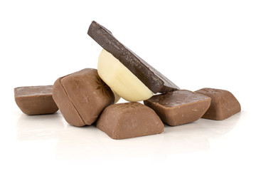 Lot of whole fresh chocolate piece heap isolated on white background