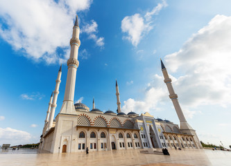 Wonderful yard of the new Camlica Mosque in Istanbul,Turkey