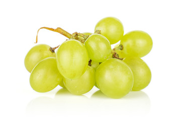 Lot of whole light fresh green grape isolated on white background
