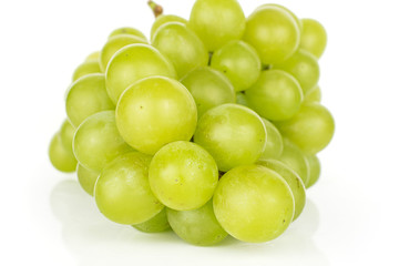 Lot of whole fresh green grape pile isolated on white background