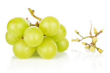 Lot of whole fresh green grape pile isolated on white background