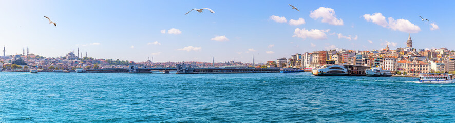 Fototapeta premium The Golden Horn waterway panorama, Istanbul, Turkey