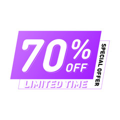 Special offer and limited time sale vector design. 70% off banners. Modern discount poster template