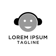 Emoticon Earphone Logo Design Template