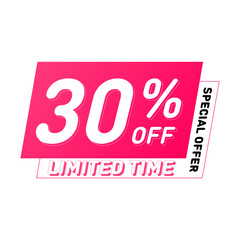 Special offer and limited time sale vector design. 30% off banners. Modern discount poster template