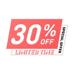 Special offer and limited time sale vector design. 30% off banners. Modern discount poster template