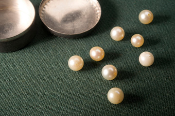 pearl in a background green