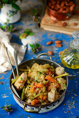 Chicken Breast with Vegetables and Almonds.