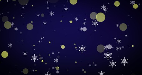 Golden, snowflakes and bokeh lights on the blue Merry Christmas background. 3D render - 291776597