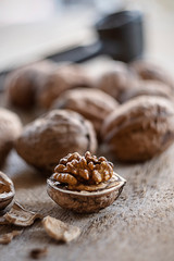 Couple of walnuts, and a nutcracker.