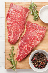 Raw marbled beef steak