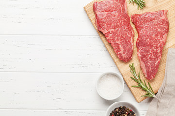 Raw marbled beef steak