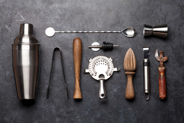 Cocktail utensils. Set of bar tools