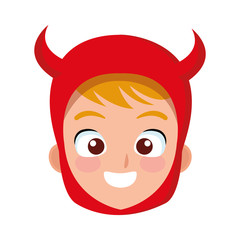 little boy with devil costume head character