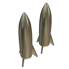 Modern Rocket Ready to Launch. Abstract model 3d render illustration isolated on white background