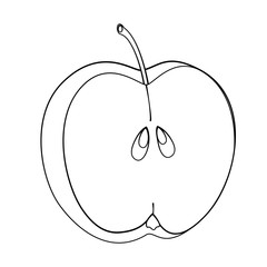 Apfel halbiert - Konturen