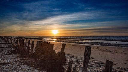 Fototapeta premium Sunset at Juno Beach in Normandy