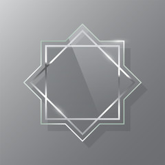 Silver square and rhombus glass frame realistic vector mockup set