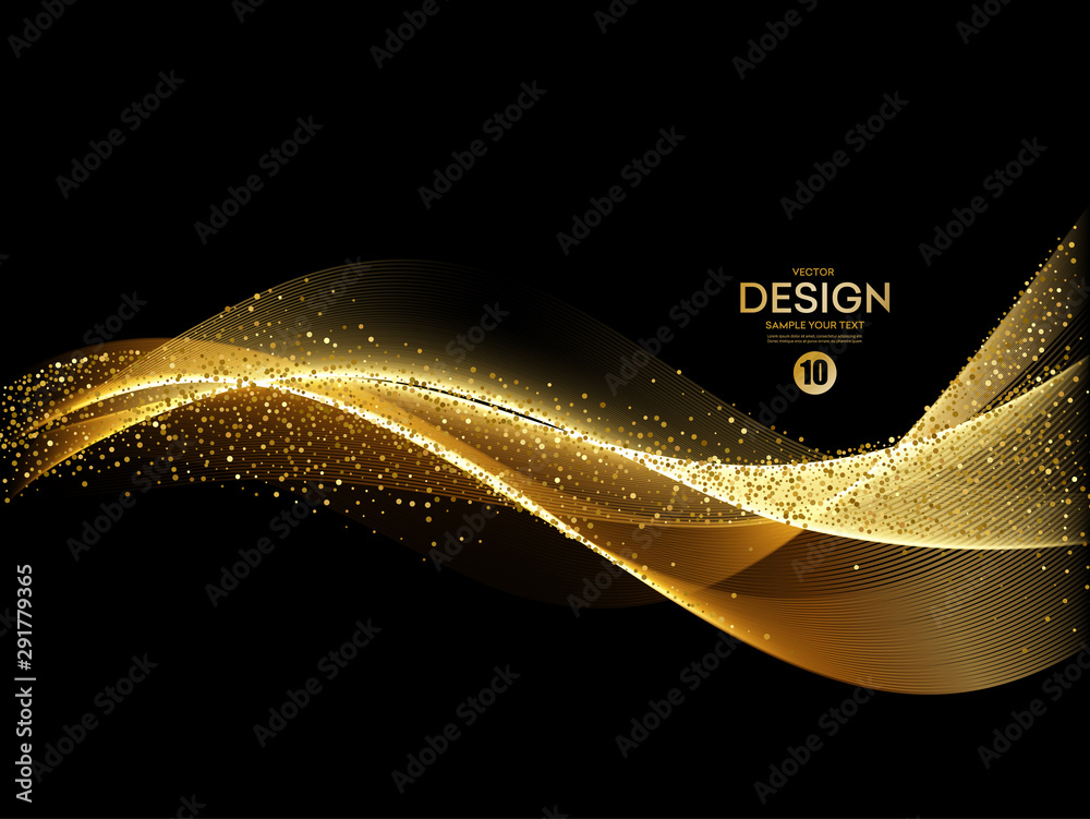 Poster Abstract shiny color gold wave design element