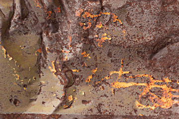 Sheet metal surface with traces of rust and paint residues