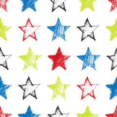 Seamless Pattern with hand drawn Stars