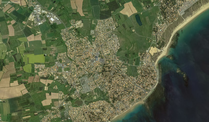 coast, streets and infrastructure of Bretigny-sur-Orge from a bird's eye view 2019