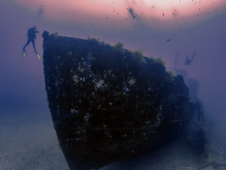 Wreck of the MV Cominoland off the coast of Gozo, Malta