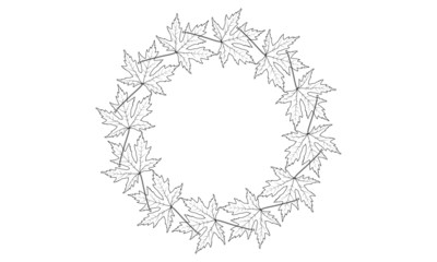 Black vector outline leaf circle template