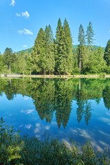 Fototapeta na wymiar scenic landscape reflection on lake