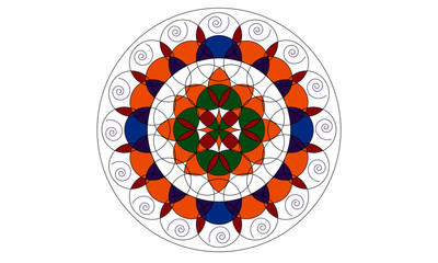 Vector colorful circle mandala with spirals