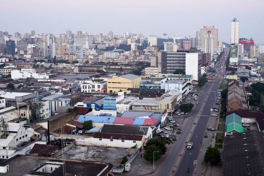 Drone view of Baixa neighborhood, Maputo, Mozambique