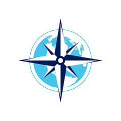 compass and earth logo vector