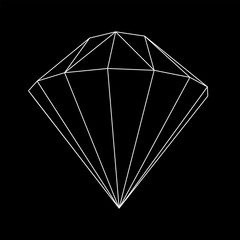 Diamond wireframe low poly mesh vector illustration.