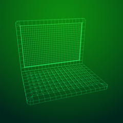 Laptop Abstract Mesh Background. Design computer. Wireframe low poly mesh vector illustration