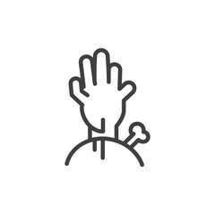 zombie hand bone trick or treat happy halloween line style