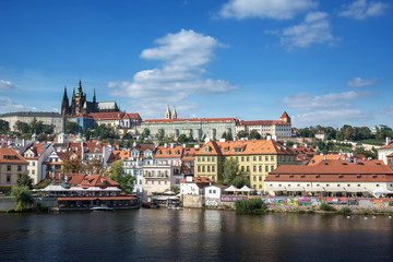 Naklejka na ściany i meble View of the city of Prague and the Vltava River.