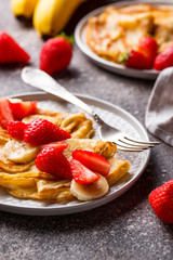 Crepes with strawberry and banana