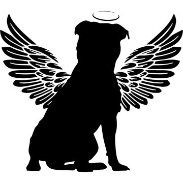 Cute Dog Angel Cartoon Vector Outline. Dog With Angel Wings Vector