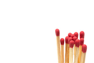 Closeup group of matchstick  on white background