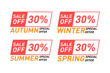 Set of special offer template and limited time sale vector design. 30% off banners. Modern season discount poster element