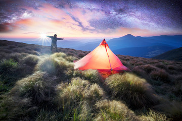 Tent alpine starry night