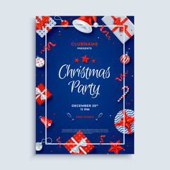 Obraz na płótnie Canvas Merry Christmas party layout poster template with design elements.