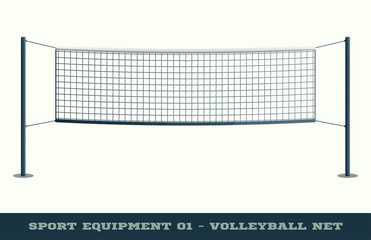 Realistic Volleyball Net for Sport Game, Activity Leisure Isolated on White Background. Vector illustration of Beach Play Element