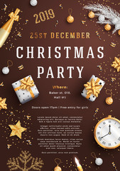 Fototapeta premium Merry Christmas party layout poster poster or flyer template.