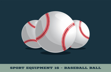 Vector baseball ball icon. Game equipment. Professional sport, classic ball for official competitions and tournaments. Isolated illustration