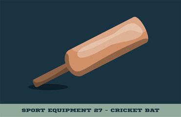 Vector cricket bat icon. Game equipment. Professional sport, classic bat for official competitions and tournaments. Isolated illustration