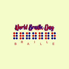 Red Blue World Braille Day with Braille Alphabet text