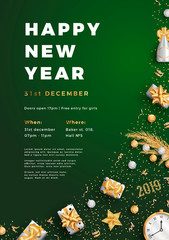 Happy new year party layout poster poster or flyer template.
