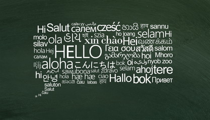 Speech bubble of white hello words on different languages © Prostock-studio